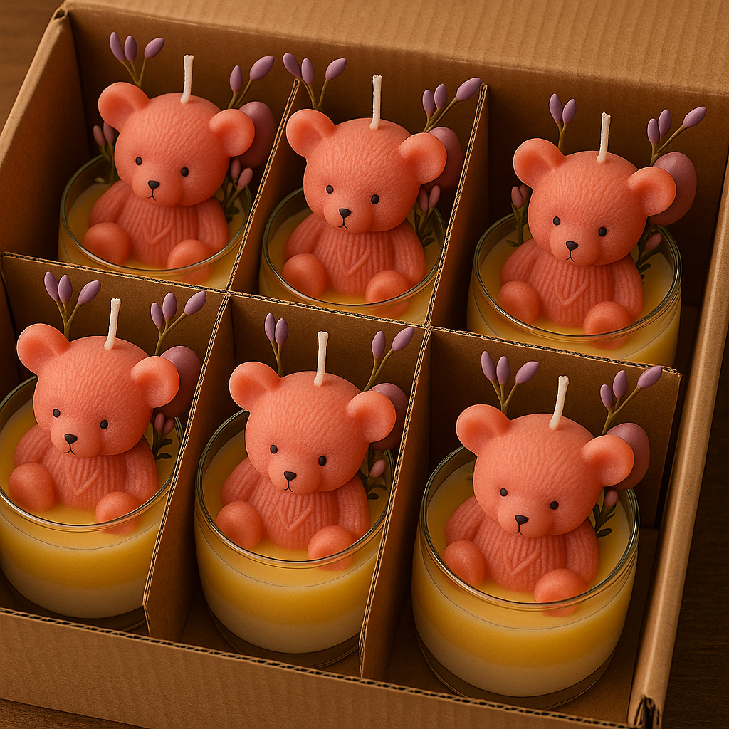 Handcraft Cutie Bear and Glass Candle